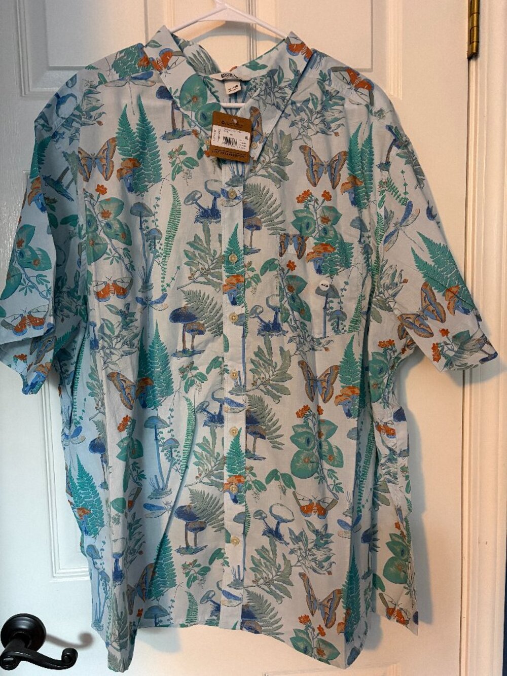 NEW Eddie Bauer Baja Print Short Sleeve Shirt Seafoam Floral Mens 4XB